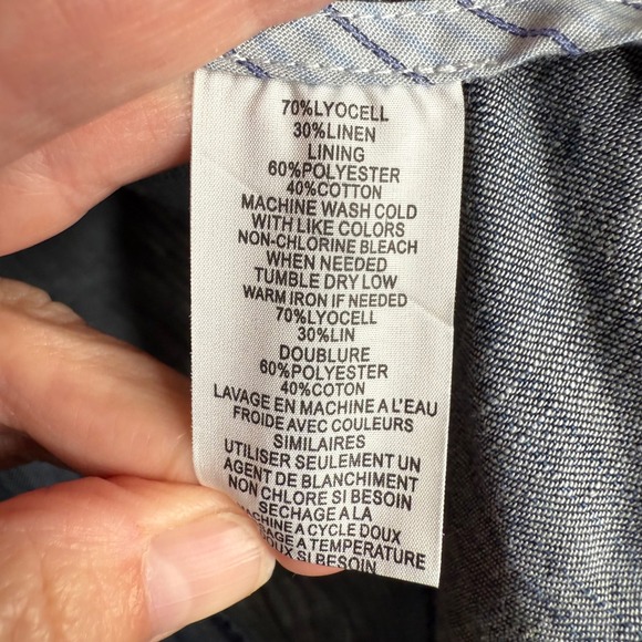 TRINA TURK Dark Wash Striped Lining Long Sleeve Chambray Blazer Jacket Sz S - Picture 6 of 10